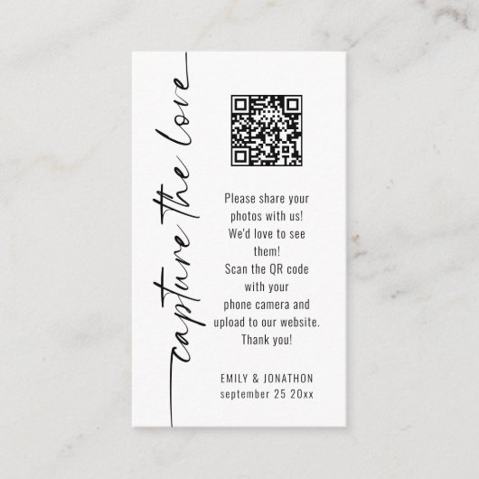 Love QRコード白黒結婚のカード エンクロージャーカード (正面)