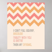 Love quote art print Chevron pattern coral ポスター (正面)