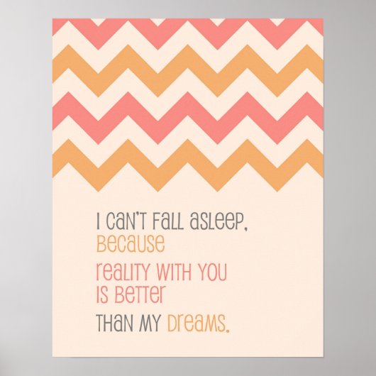 Love quote art print Chevron pattern coral ポスター (正面)