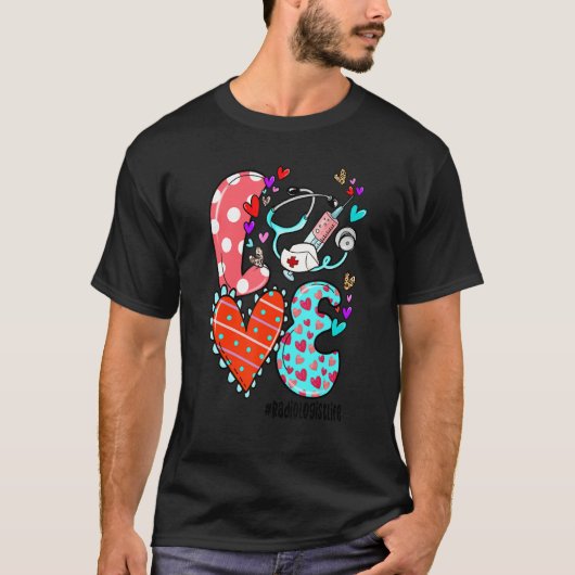 LOVE Radiologist Life Leopard Heart Valentine's Da Tシャツ (正面)