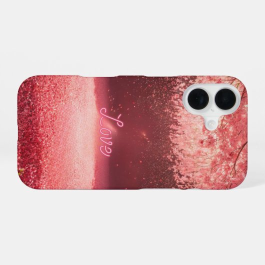 Love Rain Cherry Blossom Neon Phone Case iPhone 16ケース (裏面横)