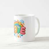 🌈💖 “LOVE” Rainbow Mug ☕✨ コーヒーマグカップ (正面右)