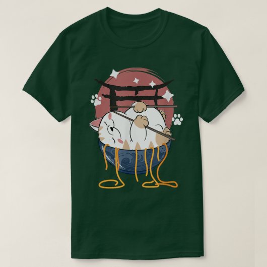 Love Ramen and Cats Funny Anime Noodle Japanese Ra Tシャツ (デザイン正面)