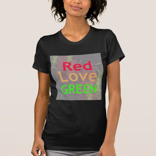 LOVE RED GOLDEN GREEN: 大胆な抽象色の表現 Tシャツ (正面)