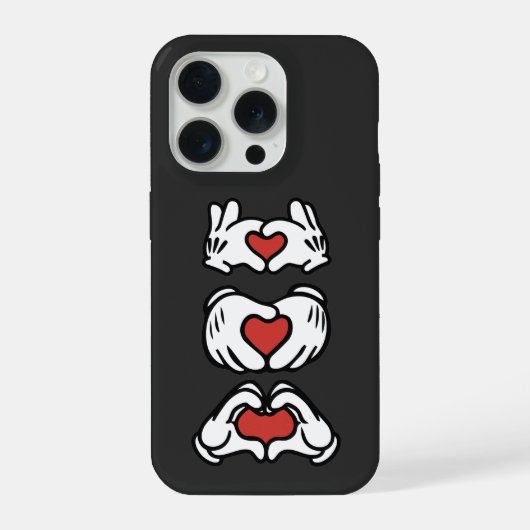 Love Red Heart Mouse Hands iPhoneケース (裏面)