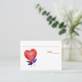 Love Red Heart Wedding Table  プレイスカード (スタンド正面)