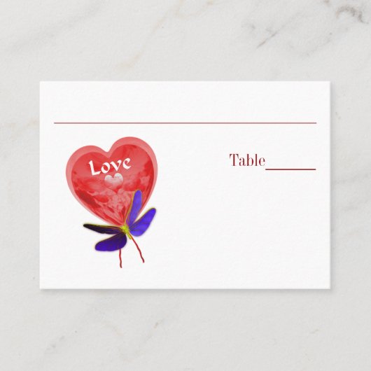 Love Red Heart Wedding Table  プレイスカード (正面)