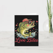 Love Retro Bites Fishing Fisherman Valentines Day  カード (正面)
