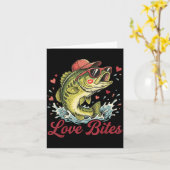Love Retro Bites Fishing Fisherman Valentines Day  カード (黄色い花)
