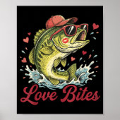 Love Retro Bites Fishing Fisherman Valentines Day  ポスター (正面)