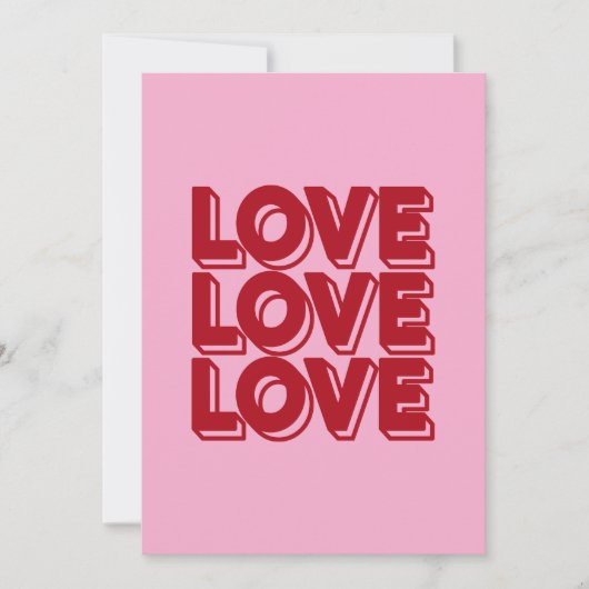 Love Retro Red Typography 招待状 (正面)