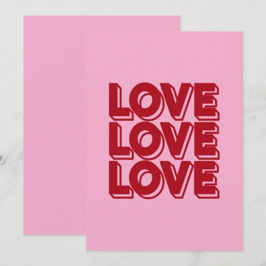 Love Retro Red Typography 招待状 (正面/裏面)