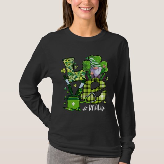 Love RNA Restorative Nurse Assistant Gnome St Patr Tシャツ (正面)