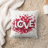LOVE Rose Petals Typography – ロマンティックポスター クッション (ブランケット)