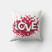 LOVE Rose Petals Typography – ロマンティックポスター クッション (裏面)