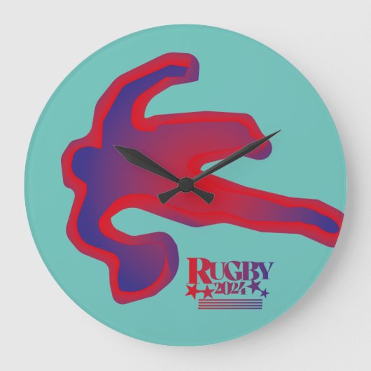 LOVE RUGBY BY MASANSER PIXELAT ラージ壁時計 (正面)