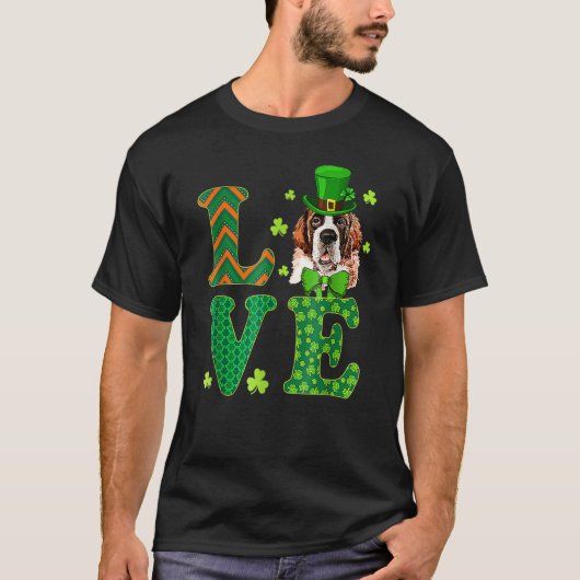 Love Saint Bernard Dog St Patricks Day Tシャツ (正面)