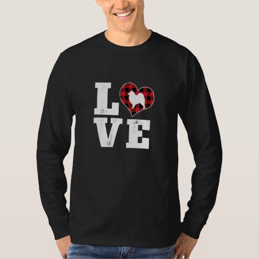 Love Samoyed Dog Lovers Gifts Buffalo Plaid Valent Tシャツ (正面)