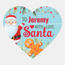 "Love, Santa" ジンジャーブレッド オリジナル クリスマス ブルー ハートシール