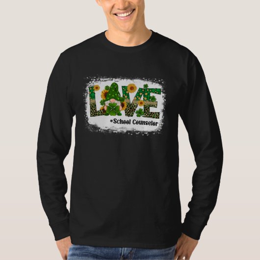 Love School Counselor Gnome Sunflower  St Patrick  Tシャツ (正面)
