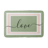 Love Scriptジオメトリックグリーンとピンク バスマット (正面)