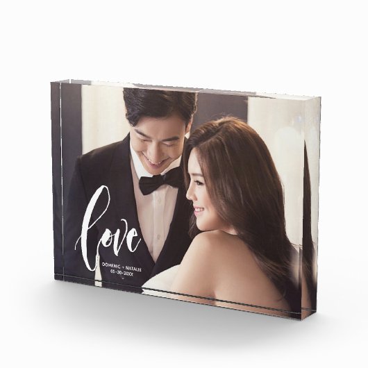 Love Scriptパーソナライズされたの結婚写真 フォトブロック (右)