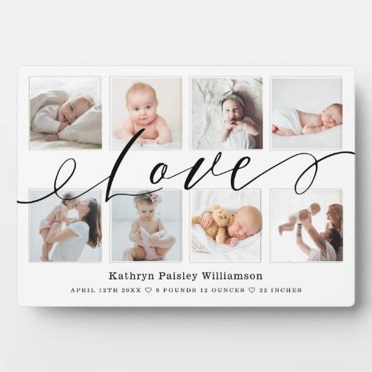 Love ScriptフォトコラージュKeepsakeと誕生統計 フォトプラーク (正面)