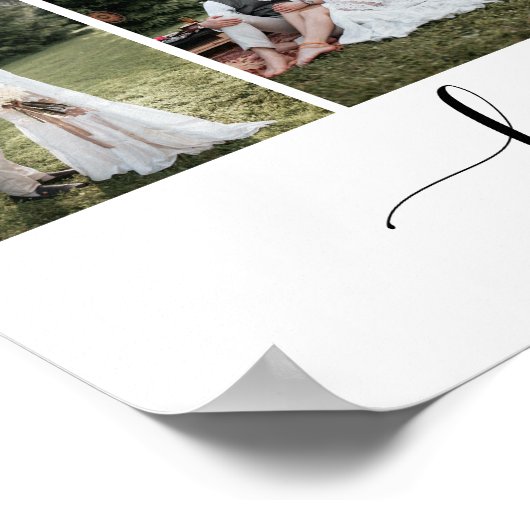 Love Script手書きカスタマイズの3結婚枚の写真 ポスター (角)