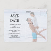 LOVE Script結婚の写真Save the Date 案内ポストカード (裏面)