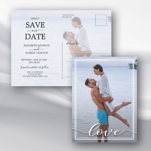 LOVE Script結婚の写真Save the Date 案内ポストカード