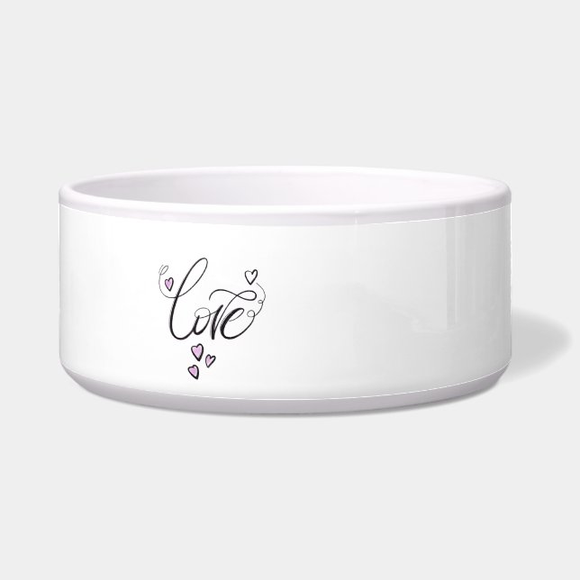 Love Script Ceramic Pet Bowl | Elegant Minimalist  ボウル (正面)