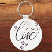 Love Script Circle Keychain | Elegant Minimalist  キーホルダー (正面)