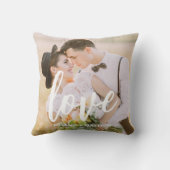 Love Script Elegant Modern Photo Throw Pillow クッション (裏面)