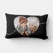 Love Script Heart Photo Black ランバークッション (裏面)