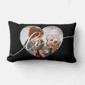 Love Script Heart Photo Black ランバークッション (正面)