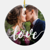 Love Script Overlay写真とイニシャル セラミックオーナメント (裏面)