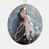 Love Script Overlay写真とイニシャル セラミックオーナメント (左)