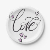 Love Script Party Plates | Romantic Garden Picnic  ペーパープレート (正面)