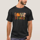 Love Second Grade Happy Fall Thanksgiving Women 2n Tシャツ (正面)