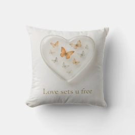 Love Sets You Free Butterfly Heart Pillow クッション
