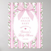 Love Shack Baby Coquette Bow Baby Shower Welcome ポスター (正面)