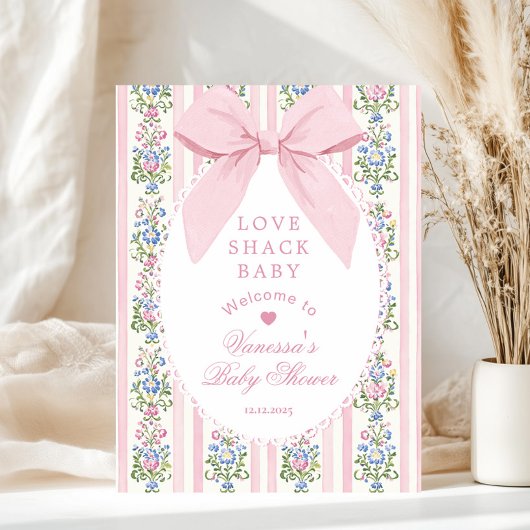 Love Shack Baby Coquette Bow Baby Shower Welcome ポスター