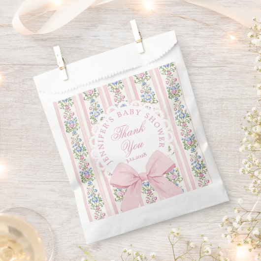 Love Shack Baby Coquette Pink Bow Thank you フェイバーバッグ (クリップ留めされた状態)