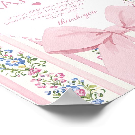 Love Shack Baby Diaper raffle Coquette Bow ポスター (角)