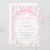  Love Shack Baby Pink Bow Baby Shower Girl 招待状 (正面/裏面)
