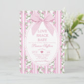 Love Shack Baby Pink Bow Coquette Baby Shower 招待状 (スタンド正面)