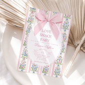 Love Shack Baby Pink Bow Floral Baby Shower 招待状