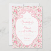 Love Shack Bow Isn't She Onederful 1st Birthday 招待状 (正面)