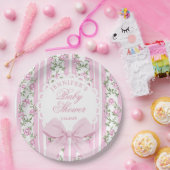 Love Shack Coquette Blush Pink Bow Baby Shower ペーパープレート (パーティー)