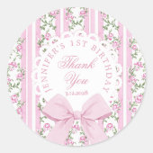 Love Shack Fancy One Floral Coquette Bow Birthday ラウンドシール (正面)